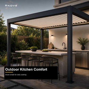 Pérgola Motorizada de Aluminio con Revestimiento de Lamas Ajustables RKOVE RK-C1 para Pasillos y Patios, 13x16 pies, 4x6 m, 5x7 m - Product Image 1