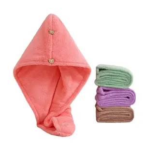 Vente entière serviette de cheveux en microfibre personnalisée pour femmes, serviette magique à séchage rapide, Super absorbante, bonnet de séchage des cheveux