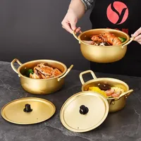 Marmite à soupe coréenne de luxe instantanée en aluminium doré de 24 cm, design moderne, durable, cuisson rapide pour la cuisine