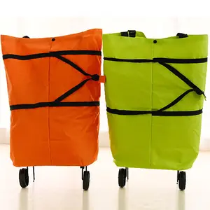 Foldable सुपरमार्केट ट्राली शॉपिंग ट्रॉली बैग पहियों पर