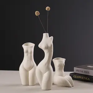 Vases décoratifs pour la maison, corps de femme <span class=keywords><strong>sexy</strong></span>, mariage, vases à fleurs en céramique pour fleurs d'intérieur, pots en porcelaine blanche, pots de plantes - Product Image 1