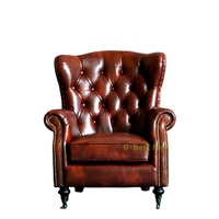 Fauteuil Chesterfield en cuir véritable de style américain pour bar à whisky, fauteuil individuel capitonné pour cigares, pour la maison, le bureau, l'hôtel et le café KTV