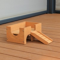 Maisonnette d'extérieur en bois pour cochon d'Inde et hamster, abri et jouet d'activités avec escalier, amovible et imperméable pour toutes les saisons