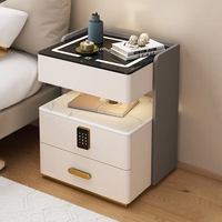 Table de chevet intelligente en bois massif avec serrure RFID et compartiment secret, armoire de chevet de luxe légère avec rangement dissimulé