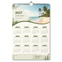 Calendrier mural en papier personnalisé OEM 2027, finition mate, impression pleine page, planificateur mensuel pour cadeaux d'entreprise