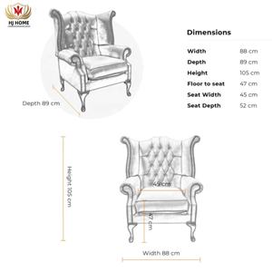 <span class=keywords><strong>Fauteuil</strong></span> Chesterfield classique à dossier haut et à accoudoirs HJ HOME avec pieds en bois apparents, style Queen Anne - Product Image 4
