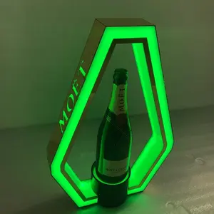 Customized Single Acrylic LED Champagne Wine Bottle Glorifier Display For Night Club