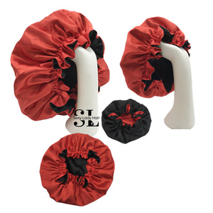 <span class=keywords><strong>Bonnets</strong></span> en satin réversible double couche taille personnalisée design logo bonnet en cheveux en soie bonnet de sommeil <span class=keywords><strong>rouge</strong></span> maman et moi bonnet enfant - Product Image 1
