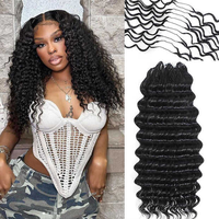 Extensions de cheveux humains Deep Wave pré-séparées pour crochet, extensions invisibles en plumes pour femmes