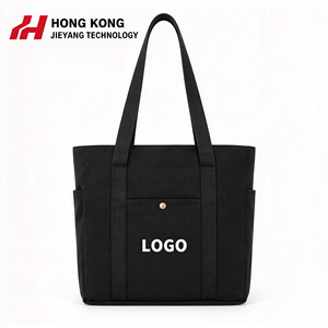 Personalized Eco Friendly Custom Logo Long Handle Zipper Pocket Large Capacity Reusable Travel Shopping Cotton <b>Tote</b> <b>Bag</b> - Product Image 1