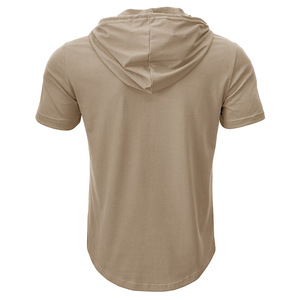 <span class=keywords><strong>T</strong></span>-<span class=keywords><strong>shirt</strong></span> de fitness à manches courtes de style européen américain pour hommes, coupe ajustée, haut à capuche, chemise Henley en tissu tricoté pour le sport et le fitness - Product Image 4