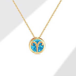 Collier double face 12 signes du zodiaque pour femmes Trendy 12 Birthday Stone Zircon Pendant Clavicule Chain Hollow Constellation - Product Image 6