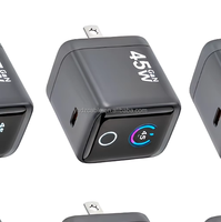 Cargador GaN de 45W con Pantalla Digital Inteligente, Cargador de Pared con Carga Rápida PD para Laptop, Teléfono, Tablet, IOS, Tipo-C