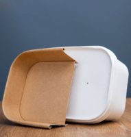 Contenants alimentaires rectangulaires en papier kraft à bord renforcé Greenpacking avec couvercles, recyclables, jetables, micro-ondables pour aliments chauds/froids