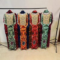 Venta al por mayor African Dashiki Robe Ladies Summer New Cotton Printed Hot Drill Plus Size Tassel Turban Collar Robe