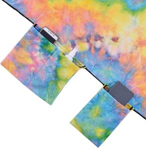 Asciugamani da spiaggia grandi in microfibra colorata all'ingrosso con coprisedia tascabile - Product Image 6