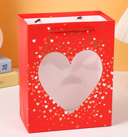 Valentijnsdag papieren tassen met hartjespatroon, cadeauzakjes met gouden folie, feestzakjes voor bruiloft, jubileum, verjaardag