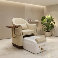 Fauteuil de pédicure moderne de luxe sans plomberie, avec bassin pour les pieds amovible, canapé de pédicure en cuir avec table latérale
