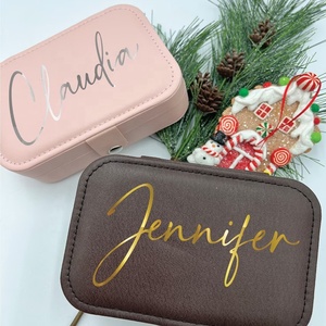 Boîte de rangement de bijoux en cuir PU, cadeau de demoiselle d'honneur personnalisé avec Logo personnalisé, boîte à bijoux Portable de voyage - Product Image 5