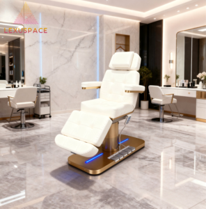 ホワイトレザーゴールドベース電気美容ベッドモダンデザイン快適なフェイシャルスパ化粧品ソファ3モーター調節可能な特徴 - Product Image 1