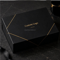 Kotak Hadiah Magnetik Kaku Hitam Mewah dengan Logo Kustom, Set Korporat dengan Notebook, Pulpen, dan Tumbler
