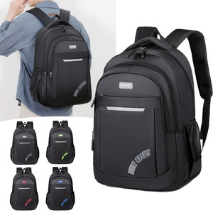 Men's <b>Backpack</b> <b>Large</b> Capacity 20-35L Reflective Strip For Commuting Leisure Travel Solid Color With Interior Zipper Pocket - Product Image 1