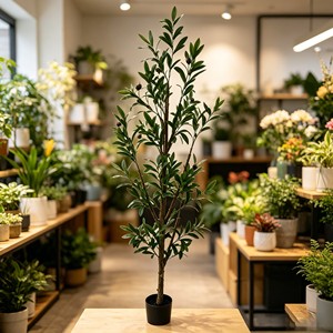 Knock Down Faux Olive Branches Artificial Greenery Stems <b>Flat</b> <b>Pack</b> Simulated Olive Sprigs DIY Assembly For Floral Arrangement - Product Image 4