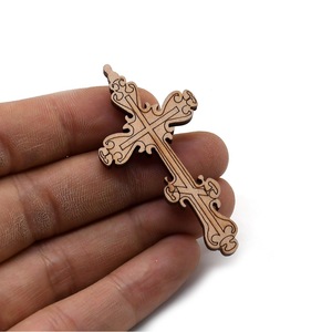 Natural Wood Color Cross Pendant 20Pcs For Necklace Making DIY Jewelry Accessories Irregular Shape - Product Image 4