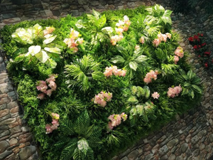 सजावट संयंत्र पत्ती पैनल कृत्रिम हरी घास की दीवार बॉक्वुड हेज कृत्रिम पौधे आउटडोर - Product Image 3