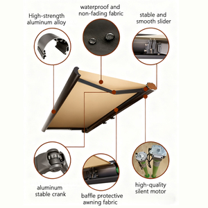 Meilleures ventes 2025 Nouveau produit Auvent rétractable avec télécommande Lumière LED pour utilisation en extérieur Jardin ou terrasse - Product Image 5
