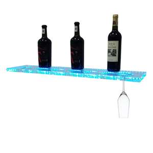 Barra de exhibición de botella de licor con luz LED montada en la pared Estante de exhibición flotante LED con soporte de vidrio, para cocina Comedor Bar - Product Image 2