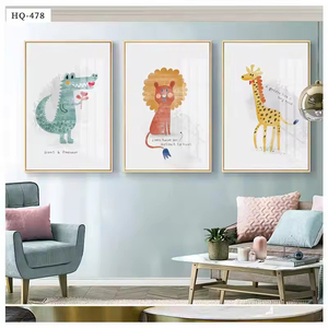 Nordic Nursery <strong>Wall</strong> <strong>Art</strong> with Cute Cartoon Animal Children's Painting Oil Canvas Framed for Baby Room Decoration - Product Image 1
