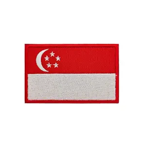 Bendera Singapura patch bordir Asia Tenggara kain patch untuk pakaian ransel aksesoris kain patch