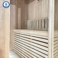 Sauna extérieur de luxe combiné spa pour 4 à 6 personnes, sauna sec en bois massif avec douche vapeur pour le bien-être en plein air