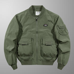 Sonbahar artı-boyutu spor üniforma rahat ceket rüzgarlık beyzbol parça bombacı erkekler tulum Pilot ceket pamuk fermuarlar standı - Product Image 4