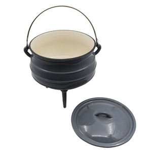 Cocotte hollandaise émaillée en fonte à trois pieds de 26 cm avec poignée en fil métallique pour la cuisson en extérieur - Product Image 2