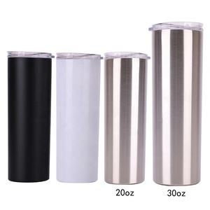 Vente en gros <span class=keywords><strong>gobelet</strong></span> skinny à double paroi en acier inoxydable bon marché personnalisé 20oz <span class=keywords><strong>gobelet</strong></span> skinny noir avec couvercle coulissant et boîte-cadeau en paille - Product Image 4