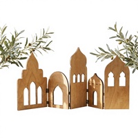 Table de présentation en bois moderne et écologique pour mosquée, design en forme de lune, pour ornements spirituels du Ramadan, service OEM