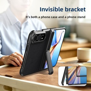 Huanmin Factory offers <b>iPhone</b> Duo foldable phone cases with a <b>stand</b> and a leather-covered central axis, suitable for Apple iPhon - Product Image 2