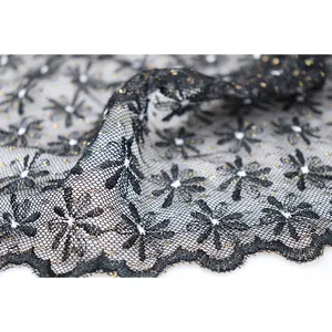 China factory ybuyoo black mesh wedding embroidered lace fabric tulle sequins lace sequin lace fabrics