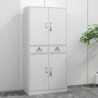 Armoire de rangement métallique au design moderne pour bureau, avec 2 tiroirs centraux et portes en acier