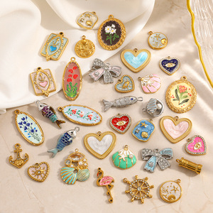 Breloques Océaniques en Acier Inoxydable Plaqué Or, Pendentifs Émail Coloré Coquillage Étoile de Mer, Composants pour Fabrication de Bijoux DIY - Product Image 1