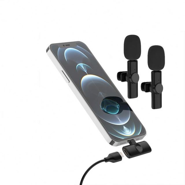 K11 Wireless Lavalier 2 in 1 Microphone 2.4G Wireless Noise Cancellation Microphone with Two Mic for Android and iPhone