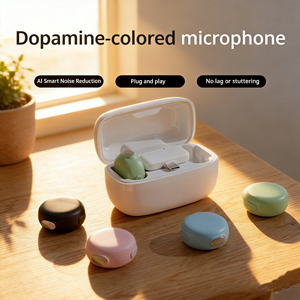 Microfono Lavalier Wireless Mini con <span class=keywords><strong>Audio</strong></span> CD Lossless 48KHz, Custodia LED, Design in Metallo, Cancellazione del Rumore AI per Smartphone e Vlogging - Product Image 1