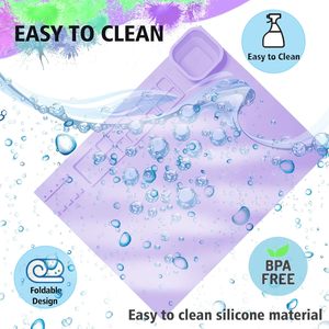 Tappetino da disegno portatile in silicone antiaderente per bambini - Tappetino da pittura riutilizzabile per bambini con tazza, set di giocattoli educativi creativi per il disegno - Product Image 5