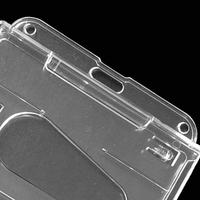 Porte-cartes double face en plastique rigide, transparent, horizontal, porte-badges d'identification