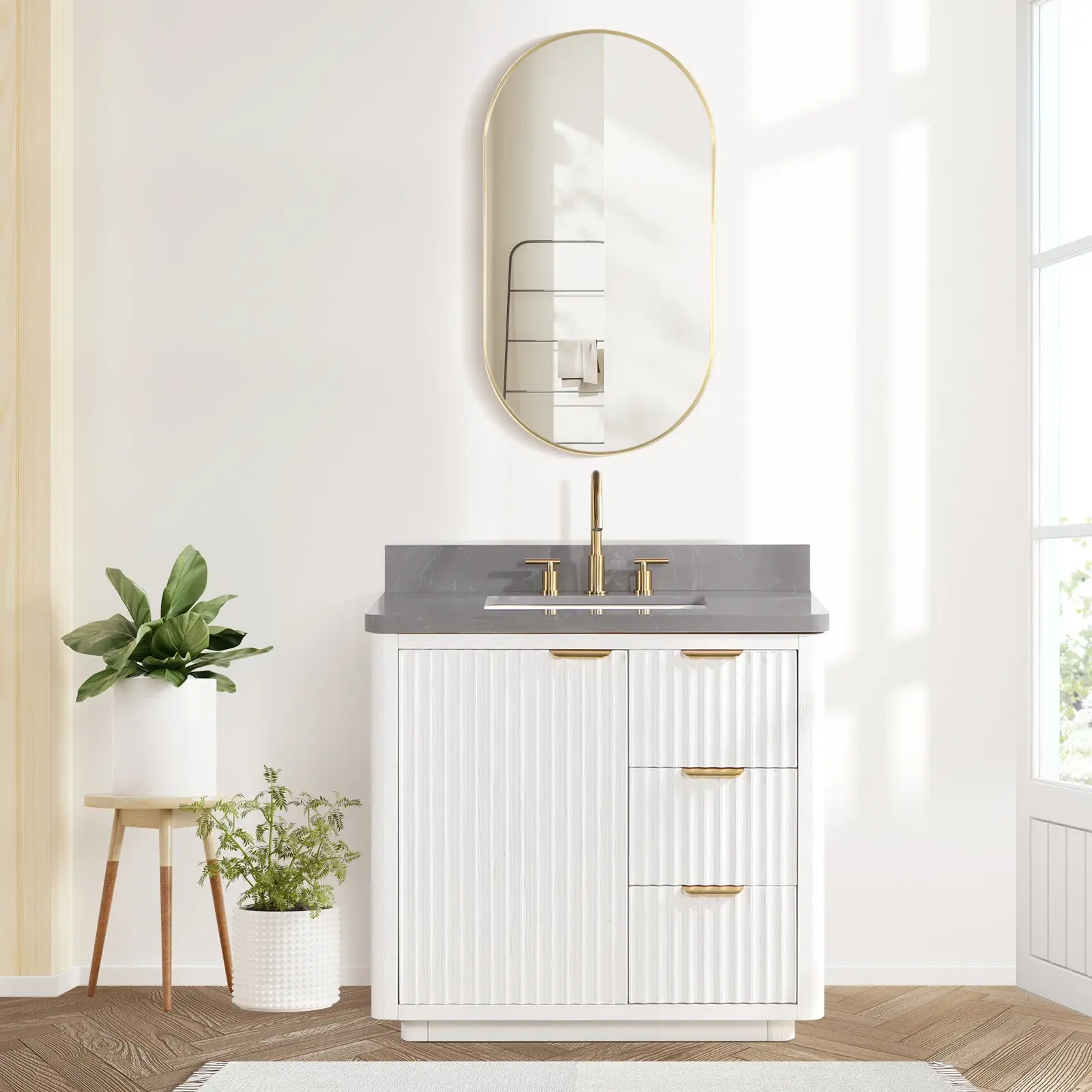 36'' White Modern Bathroom Vanity Cabinet Wholesale