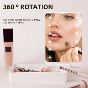 <span class=keywords><strong>Espejo</strong></span> de Maquillaje Compacto Plegable con Iluminación LED Personalizada, Lámpara, Caja de Almacenamiento para Herramientas de Maquillaje, Caja de Almacenamiento de Brochas, Set de Almacenamiento de Maquillaje para Viaje - Product Image 2