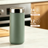 Bouteille d'eau isotherme personnalisée en acier inoxydable 304, format de poche, avec base antidérapante, pour voyage