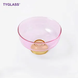 ホットセールカスタマイズカラーガラス製品ボウル創造性モダンスタイルフルーツアイスクリームカラーホウケイ酸ガラスボウルとカップ